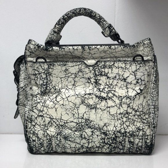 3.1 Phillip Lim Ryder Black and White Crackled Small Satchel - Picture 4 of 15
